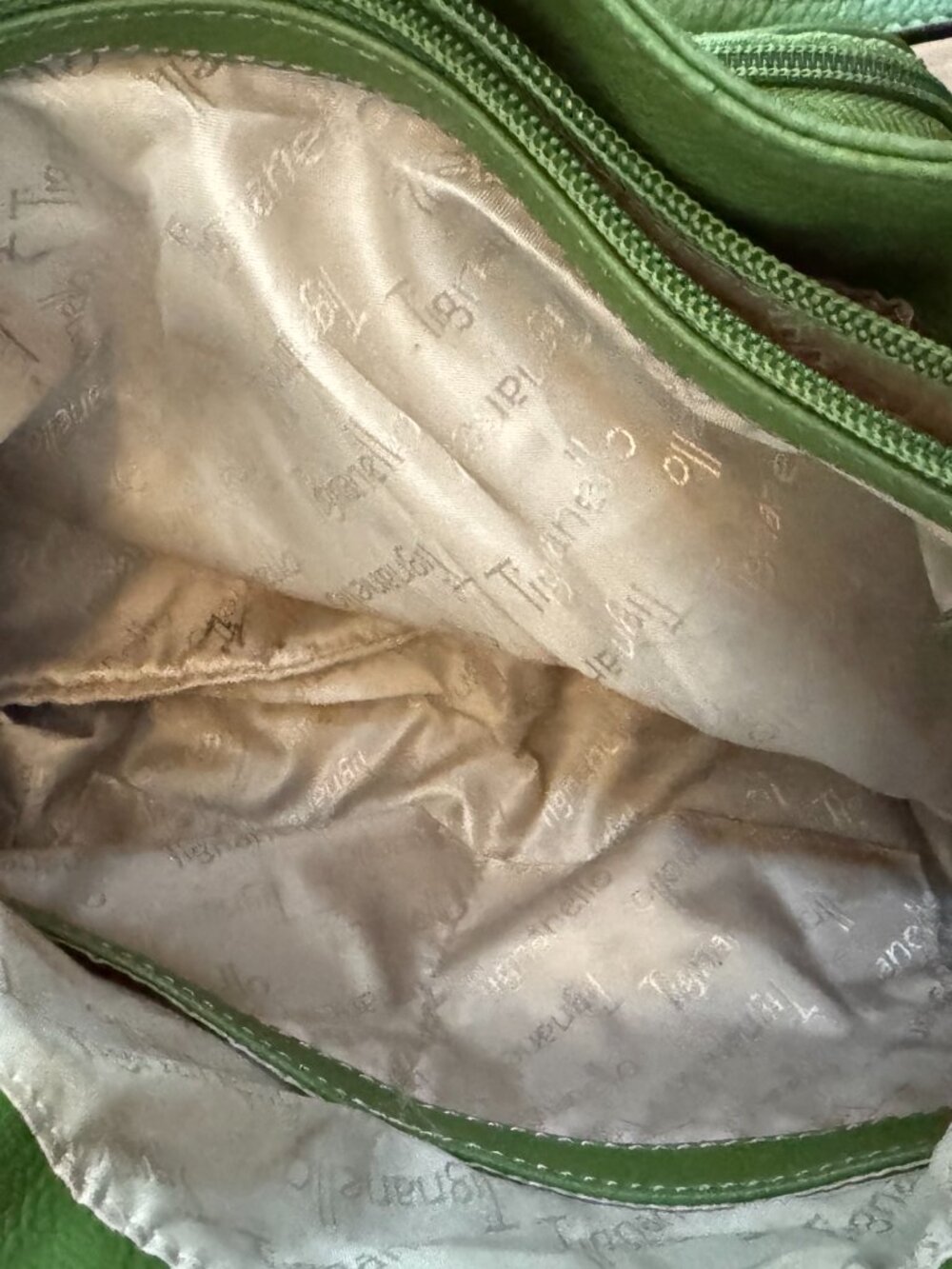 Tignanello Green Pebbled Leather Shoulder Bag Buckle Hobo Purse - Picture 6 of 9